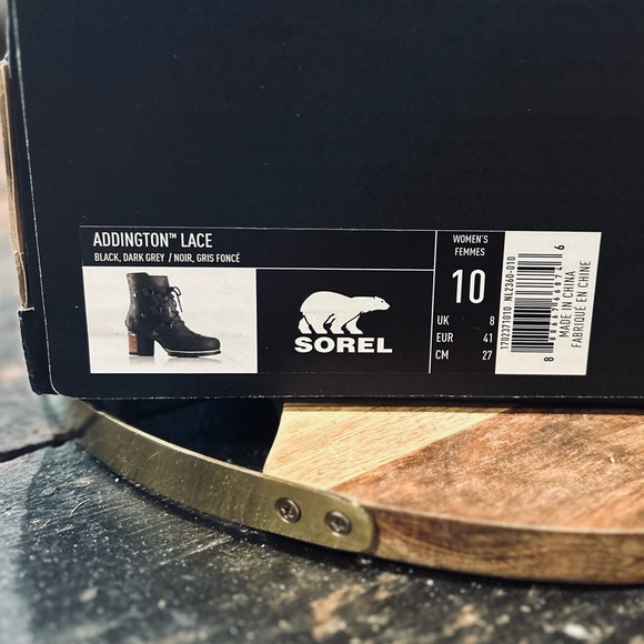 NEW Sorel Addington Lace Waterproof Boots Black Size 10 NWT - Picture 2 of 6